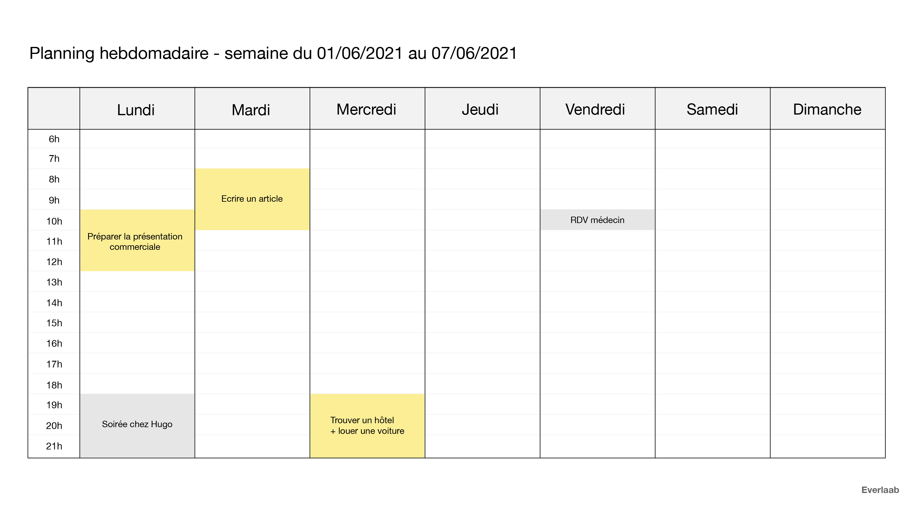 Comment D finir Son Planning Hebdomadaire Et Mensuel mod les Inclus 
